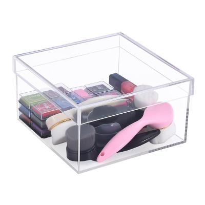 China Factory customized high transparency acrylic box with lid, plastic square cube container, cosmetics storage box for sale