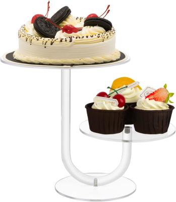 中国 2層透明なケーキラック アクリルカップケーキラック ケーキ展示ラック デザートケーキ塔 結婚式の装飾に適しています 販売のため