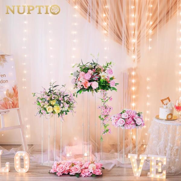 Quality Clear Floor Flower Acrylic Vase Stand Wedding Center Decoration 3 Pieces for sale
