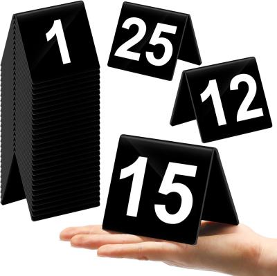 China Black Acrylic Table Number 1 20 25 30 Double Sided Digital Wedding Reception Restaurant Party Banquet Logo for sale