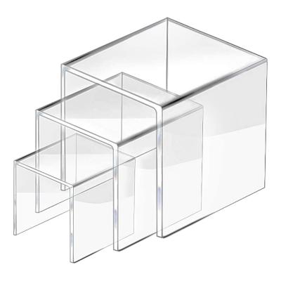 China Product Clear Acrylic Riser Display Shelf Transparent Support Model Display Rack for sale