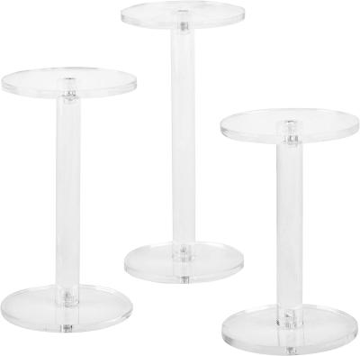 China acrylic jewelry display Set of 3 Round Watch Pedestal Riser Stands holder 4.8/5.4/ 6.5inch for sale