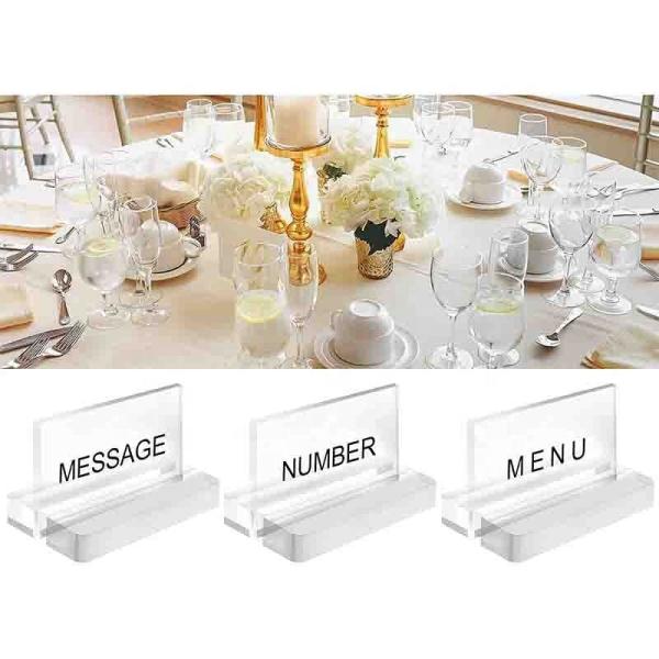 Quality Acrylic Block Display Stands Place Card Slot Stand Table Number Card Holder 3 for sale