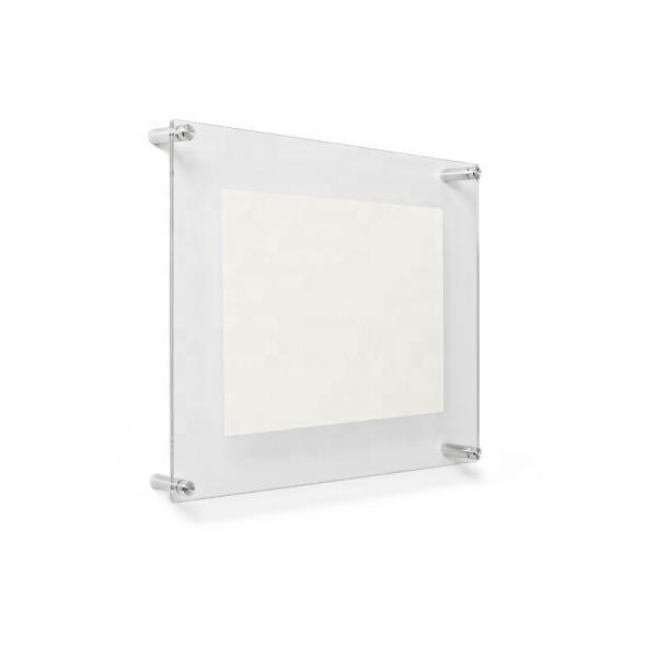 Quality Plexiglass Brochure Acrylic Wall Standoff Sign Holder Floating Frameless Photo for sale