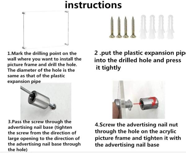 Quality Plexiglass Brochure Acrylic Wall Standoff Sign Holder Floating Frameless Photo for sale