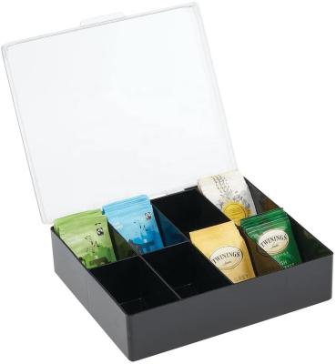 China Caja de almacenamiento de bolsas de té de acrílico personalizado de 6 secciones en venta