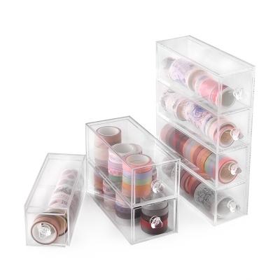 China Diamond Handle Acrylic Makeup Organizer, Acrylic Makeup Drawer Box, Flip Cover Acrylic Cosmetic Storage Boxes for sale