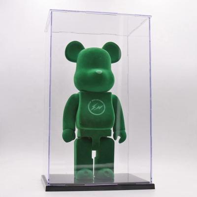 China Cajas de pantalla de acrílico transparente juguetes oso ladrillo de construcción bloque de almacenamiento cubierta de polvo en venta