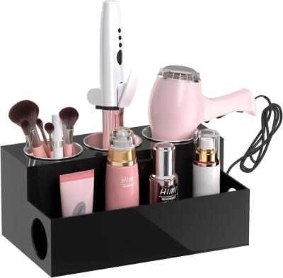 China Acrylic Hair Dryer Stand Hairdressing Tools Storage Cosmetics Curling Iron Storage Box for sale