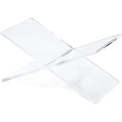 China Acrylic Book Holder Clear X-Shape Display Stand Acrylic Book Easel 5mm-10mm Thick for sale