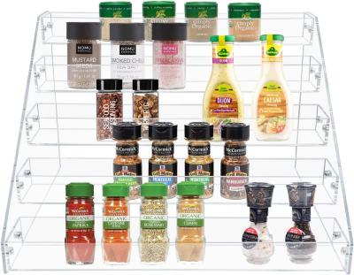 China Custom Tiered Clear Acrylic Spice Rack Organizer Shelf Seasoning For Countertop 12.4x15.35x6.4inch for sale