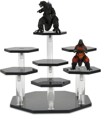 China Black Acrylic Display Risers Stands Desktop Toy Action Figure Tiered Shelves for sale