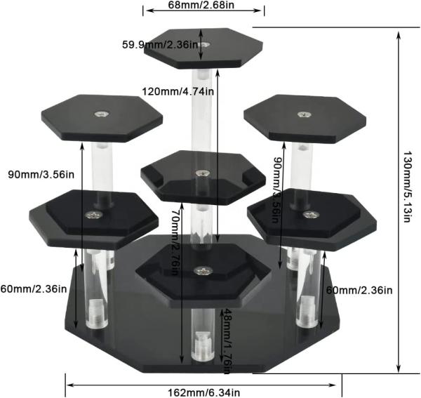 Quality Black Acrylic Display Risers Stands Desktop Toy Action Figure Tiered Shelves for sale