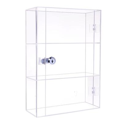 China Clear Custom Acrylic Display Cabinet With Lock Clear Case Lockable 25cmx8cm for sale