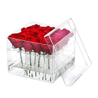 China Airtight Acrylic Box Flower Arrangement Eternal for sale
