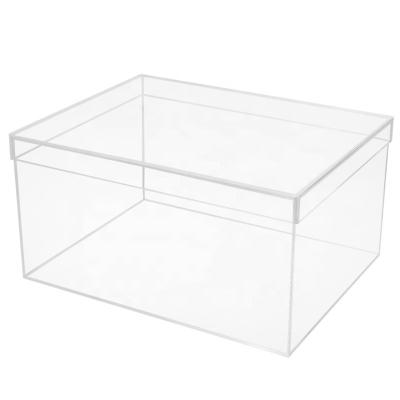 China Clear Shoe Display Acrylic Box With Lid Supports Container Store Glossy Transparent for sale