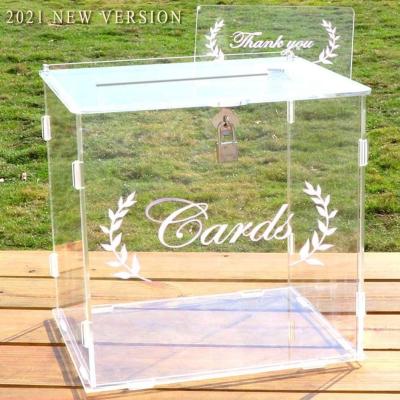 China Large Acrylic Gift Box With Lid Custom Transparent Display Box With Lock for sale