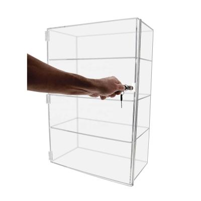 China Wall Cube Clear Acrylic Box Schap draait 3-shelf Mobiele telefoon Mobiele telefoon Retail Display Stands Te koop