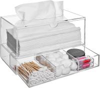 Quality Stackable Acrylic Boxes Containers Countertop Bins Tissue Bathroom Drawer Cosmetic 9.3x5x6.3inches for sale
