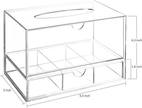 Quality Stackable Acrylic Boxes Containers Countertop Bins Tissue Bathroom Drawer for sale