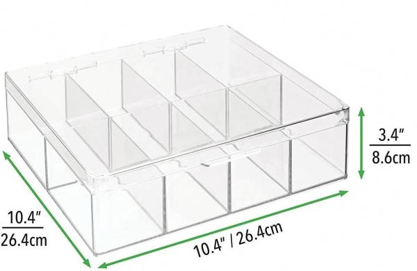 Quality Stackable Acrylic Box Plastic Tea Bag Kitchen Storage Bins Holder Perspex 10 for sale