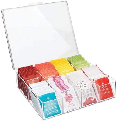 Quality Stackable Acrylic Box Plastic Tea Bag Kitchen Storage Bins Holder Perspex 10 for sale