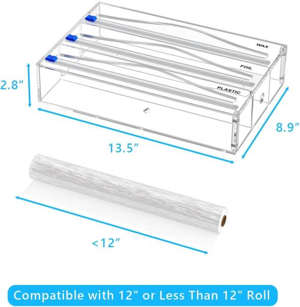 Quality Acrylic Dispenser Box Cling Film Tinfoil Box Grids Plastic Tin Foil Paper for sale