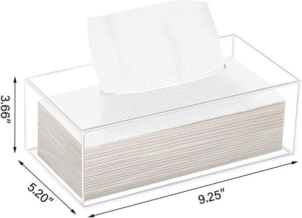 Quality Square Clear Acrylic Tissue Box Holder Cover Transparent Toilet Paper 9.25x5.2" for sale