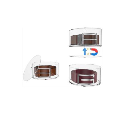 China 5 capas caja redonda de acrílico con tapa de acrílico Lucita plástico cinturón de joyería caja de almacenamiento imanes en venta