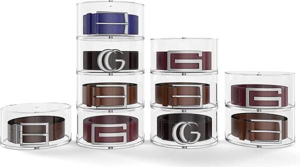 Quality 5 Layers round acrylic box with lid Acrylic Lucite Plastic Jewelry Belt Storage for sale