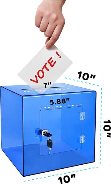 Quality Large Coin Clear Acrylic Donation Box With Lock Clear Plastic Vote Case for sale