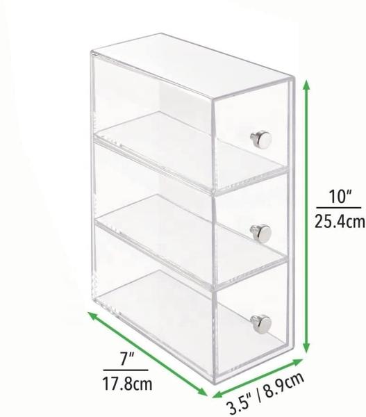 Quality Stackable Acrylic Storage Boxes Stationery Storage Box Drawer Container 7x3 for sale