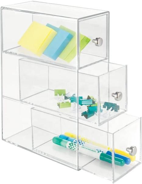 Quality Stackable Acrylic Storage Boxes Stationery Storage Box Drawer Container 7x3 for sale