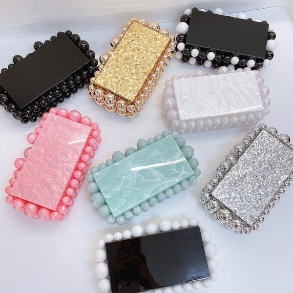 Quality Perspex White Acrylic Clutch Bag For Women Lucite Clutch Purse Crystal Ladies for sale