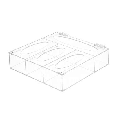 China caja de almacenamiento de acrílico clasificado espacio independiente organizador de acrílico película de adhesión bolsa de cierre postal caja de almacenamiento de acrílico en venta