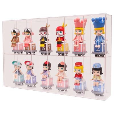 China Constellation bubble Mart display stand blind box dustproof storage box molly handmade doll doll display cabinet for sale