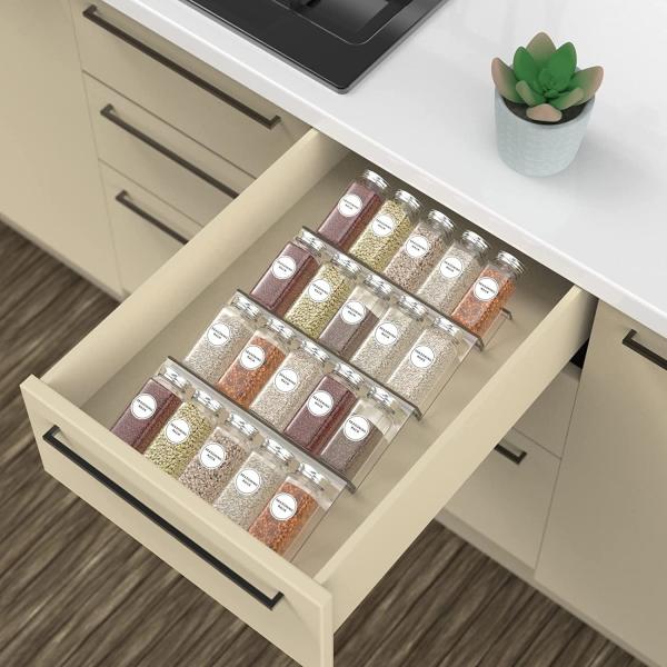 Quality Expandable Drawer Cabinet Shelf Spice Rack Organizer Caddy Acrylic Condiment for sale