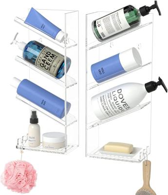 China Acrylic Shower Rack Storage Box Acrylic Cosmetic Display Stand 14.1in for sale