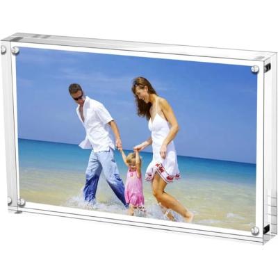 China Blue Clear Wall Mounted Acrylic Magnetic Photo Frame Transparent for sale