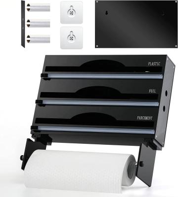 Cina 4 in 1 Dispenser di plastica Acrilico Wrap Dispenser di plastica Slide Cutter Foil Home Display Stand in vendita