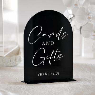 China Desk Sign Menu Acrylic Holder Wedding Luxury Modern Wedding Decor Display Stand Arch Frosted for sale