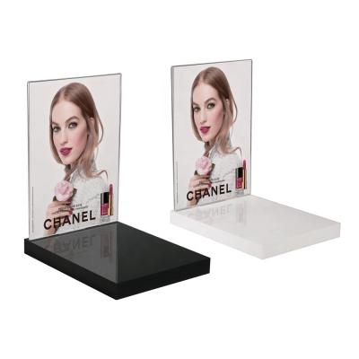 China Botelhas de cosméticos personalizadas Display de perfume acrílico Stand para loja de casa inserção de papel removível à venda