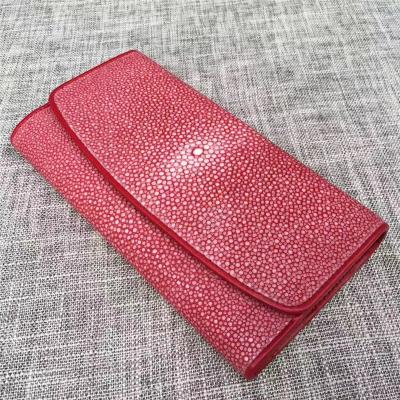 China Authentic Smooth Stingray Skin Lady Large Wallet Genuine Leather Female Clutch Coin Purse Women Long Card Holders for sale