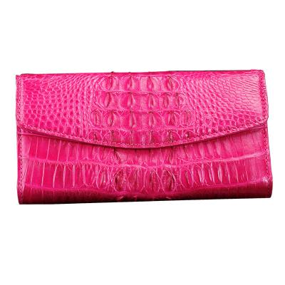 China Exotic Real Crocodile Skin Women Large Trifold Wallet Genuine Alligator Leather Female Card Holders Lady Phone Clutch for sale