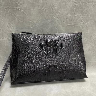 China Authentic Real True Alligator Leather Men's Wristlets Clutch Bag Genuine Exotic Crocodile Skin Male Large ZIP Card Purse for sale