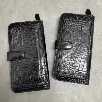 China Authentic Exotic Crocodile Belly Skin Men's Large Card Wallet Genuine Alligator Leather Clutch Purse Male Phone Holders for sale