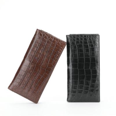 China Genuine Crocodile Belly Skin Businessmen Suits Clutch Wallet Authentic Alligator Leather Lining Male Long Card Purse for sale