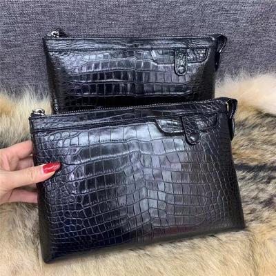 China Authentic Crocodile Belly Skin Businessmen Wristlets Bag Clutch Genuine Real Alligator Leather Male Large Card Purse for sale