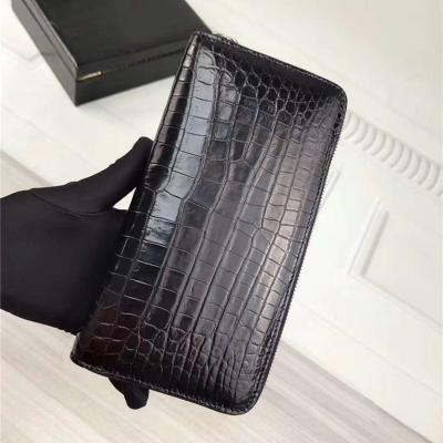 China Authentic Crocodile Belly Skin Men's Large Card Wallet Genuine Real Alligator Leather Male Clutch Purse Money Bag for sale