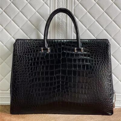 China Authentic Crocodile Belly Skin Businessmen Passcode Briefcase Genuine Alligator Leather Male Large Working Totes Handbag for sale